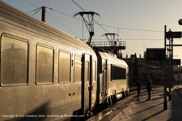 Golden Glow Electric Train Marseille Picture Board by Rob Hawkins