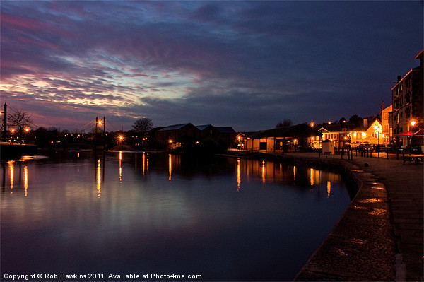 Exeter Quay at Dusk Picture Board by Rob Hawkins