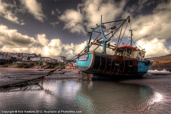 Trawler at New Quay Picture Board by Rob Hawkins