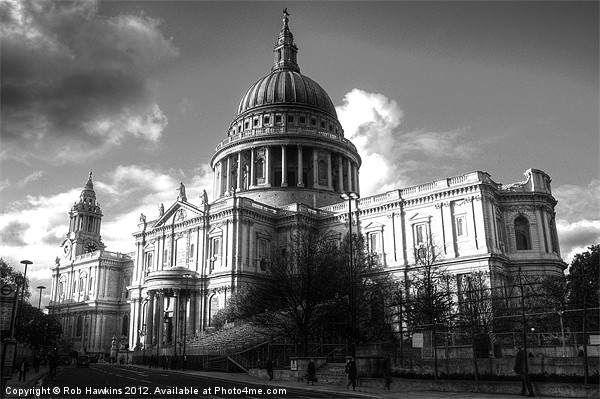 St Pauls in Mono Picture Board by Rob Hawkins