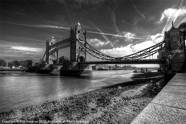 Tower Bridge in mono Picture Board by Rob Hawkins