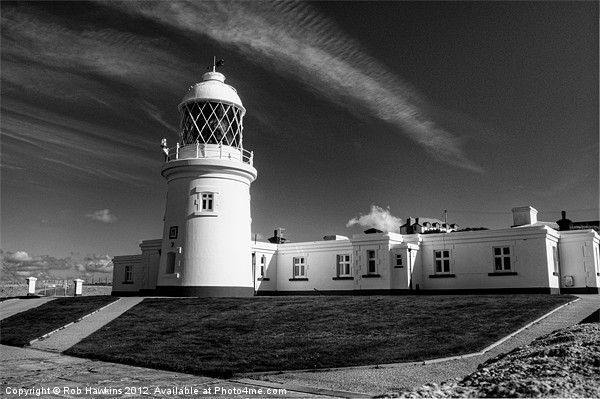 Pendeen Lighthouse in mono Picture Board by Rob Hawkins