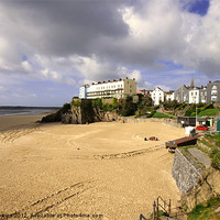 Buy canvas prints of Castle beach at Tenby by Rob Hawkins