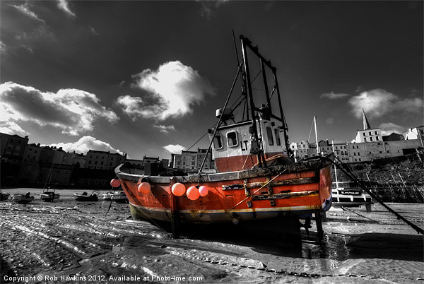 Little Red Fishing boat Picture Board by Rob Hawkins