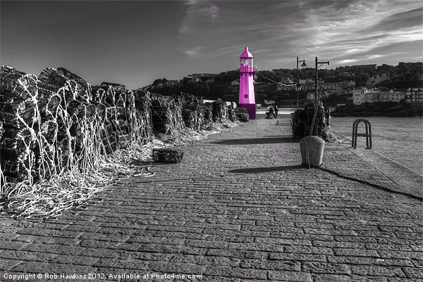 Pink Lighhouse at St Ives Picture Board by Rob Hawkins