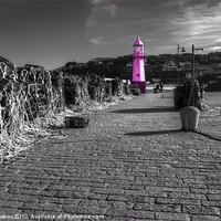Buy canvas prints of Pink Lighhouse at St Ives by Rob Hawkins