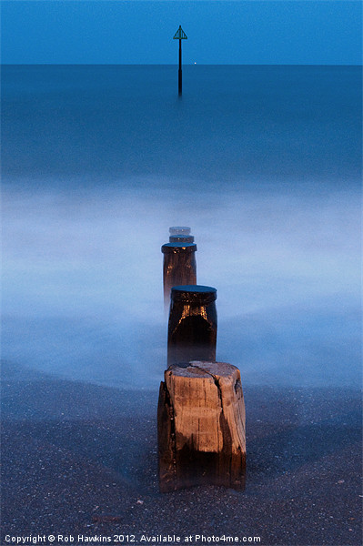 Groyne at dusk Picture Board by Rob Hawkins