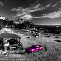 Buy canvas prints of Newquay Harbour Pink Pickup by Rob Hawkins