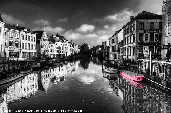 Reflections over Ghent with pink Picture Board by Rob Hawkins
