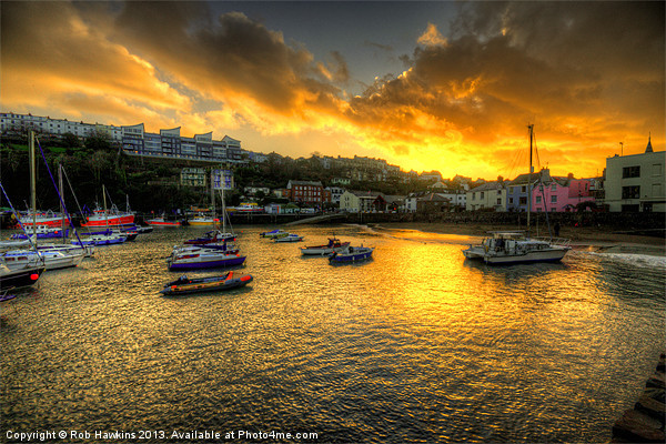 Sunset over Ilfracombe Harbour Picture Board by Rob Hawkins