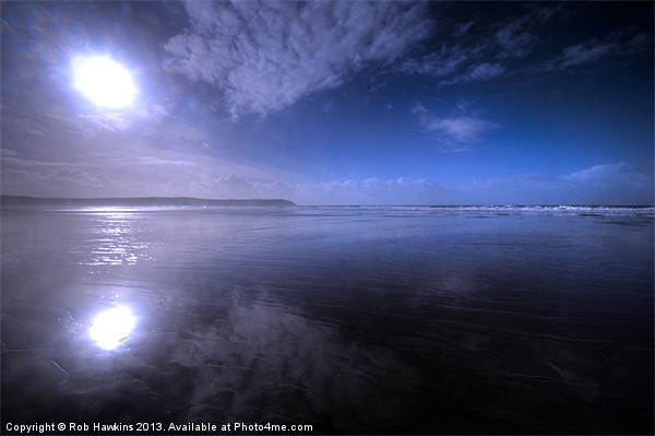 Woolacombe Beach in blue Picture Board by Rob Hawkins