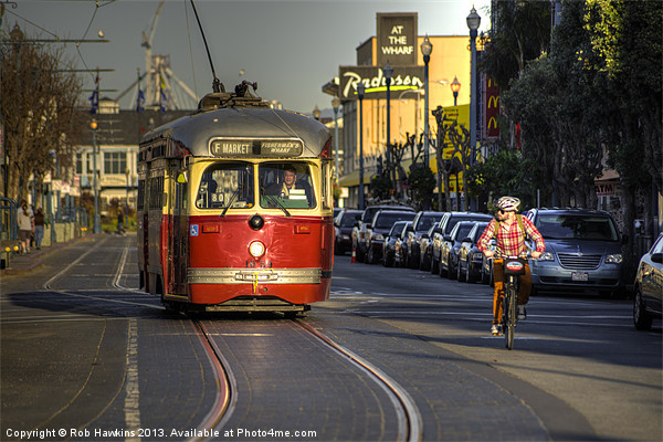 Street Car v Bike Picture Board by Rob Hawkins