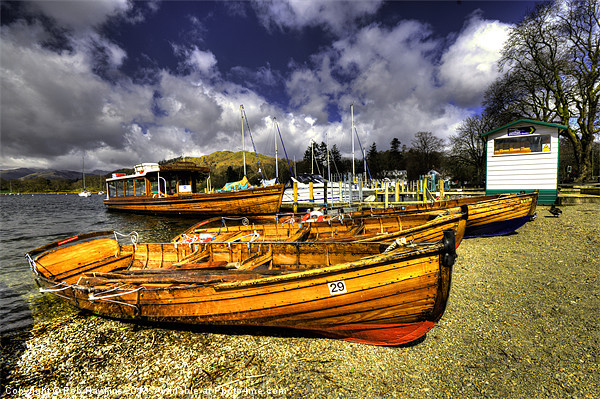 Rowing Boats at Ambleside Picture Board by Rob Hawkins