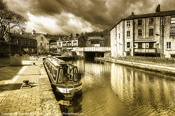 Todmorden Wharf toned Picture Board by Rob Hawkins