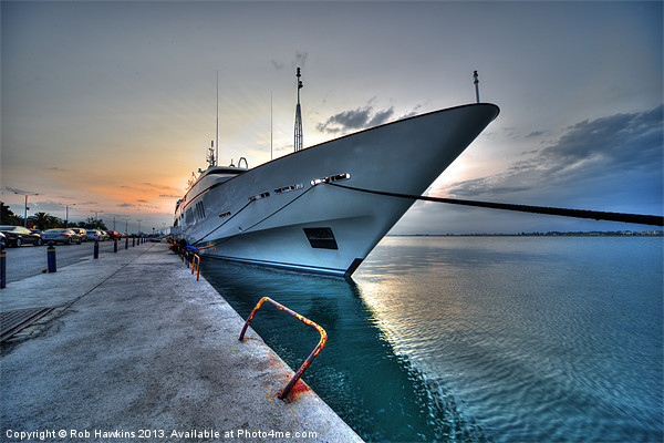 Super Yacht at Nafplion Picture Board by Rob Hawkins
