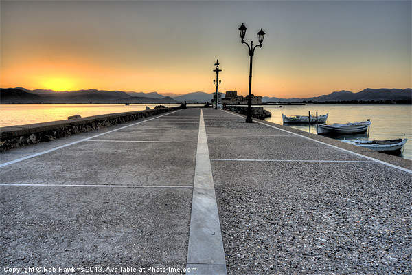 Nafplion Sunset Picture Board by Rob Hawkins