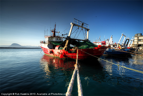 Trawlers at Patras Picture Board by Rob Hawkins