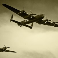 Buy canvas prints of Lancaster and the Hurricane by Rob Hawkins