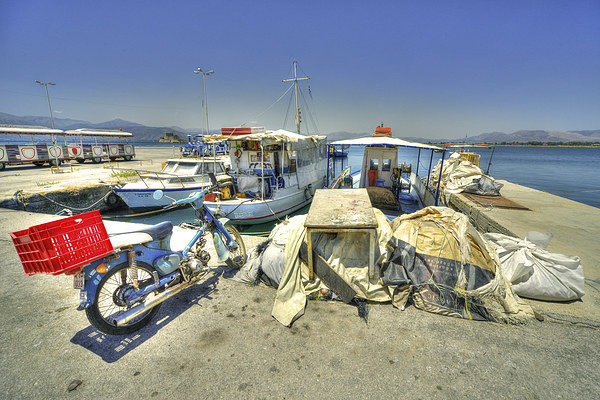 Bike & Boats at Nafplion Harbour Picture Board by Rob Hawkins