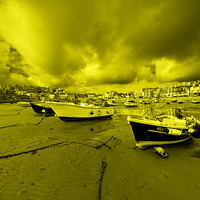 Buy canvas prints of St Ives in yellow by Rob Hawkins