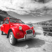 Buy canvas prints of Cornish Red Citroen by Rob Hawkins