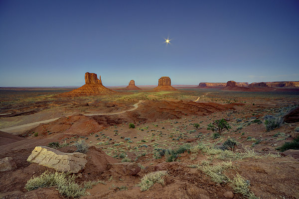 Moonlight over Monument valley Picture Board by Rob Hawkins