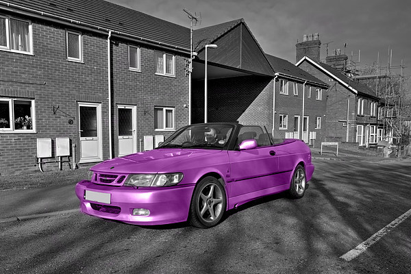 Pink Saab Picture Board by Rob Hawkins