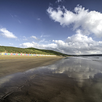 Buy canvas prints of Woolacombe beach reflections by Rob Hawkins