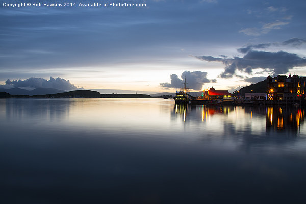Twylight over Oban Harbour Picture Board by Rob Hawkins
