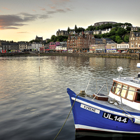 Buy canvas prints of Dusk at Oban Harbour by Rob Hawkins