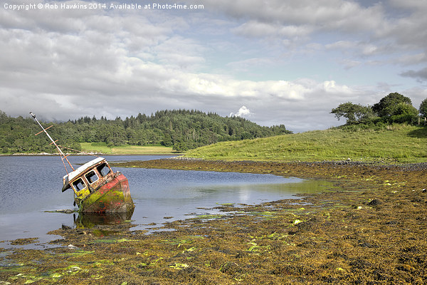 Abandoned boat in the Loch Picture Board by Rob Hawkins