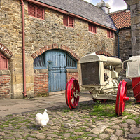 Buy canvas prints of  The Tractor and the Chicken  by Rob Hawkins