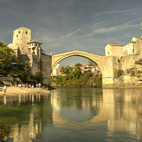 Buy canvas prints of  The Old Bridge at Mostar by Rob Hawkins
