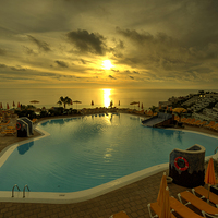 Buy canvas prints of  Sunset Pool  by Rob Hawkins