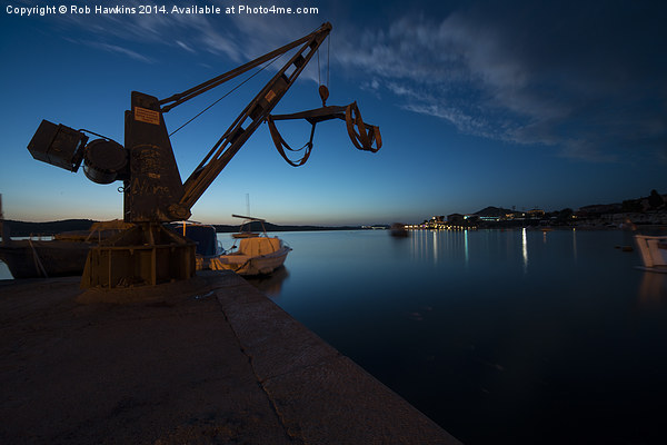  Sibinek boat crane at dusk  Picture Board by Rob Hawkins