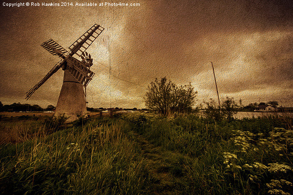  Thurne Wind Pump in oil  Picture Board by Rob Hawkins