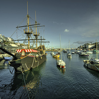 Buy canvas prints of  The Golden Hind at Brixham  by Rob Hawkins