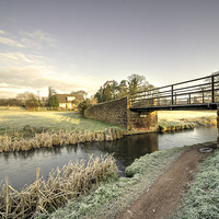 Buy canvas prints of  Ayshford Bridge Winter  by Rob Hawkins
