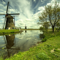 Buy canvas prints of  Kinderdijk Reflections  by Rob Hawkins