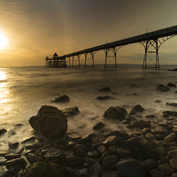 Buy canvas prints of  Clevedon Pier Sunset  by Rob Hawkins