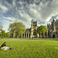 Buy canvas prints of  Bristol Cathedral Green by Rob Hawkins