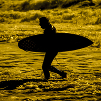 Buy canvas prints of  Surfer Silhouette  by Rob Hawkins