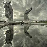 Buy canvas prints of  Reflected Kelpies  by Rob Hawkins