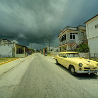 Buy canvas prints of  Yellow storm car  by Rob Hawkins