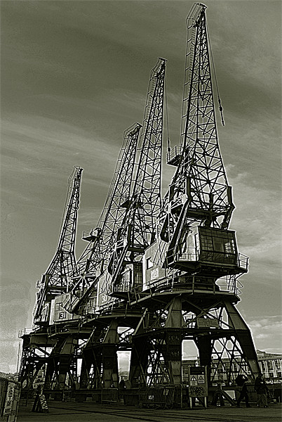 Dock Cranes Picture Board by Rob Hawkins