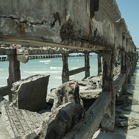 Buy canvas prints of  Crumbling Pier  by Rob Hawkins