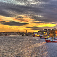 Buy canvas prints of Valletta Grand Harbour Sunset  by Rob Hawkins