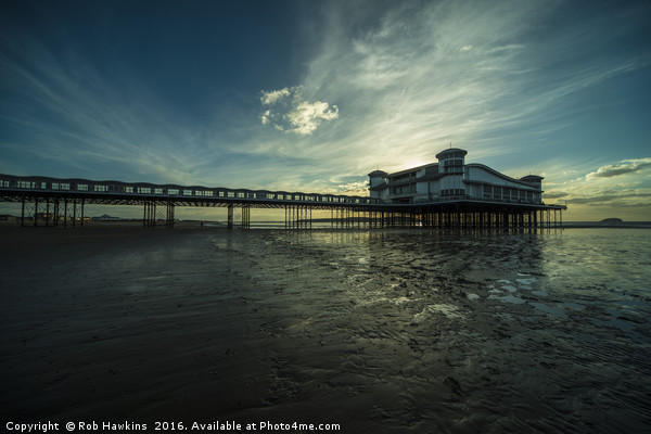Weston Super Mare Pier at dusk  Picture Board by Rob Hawkins