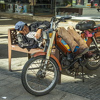 Buy canvas prints of Moped Siesta  by Rob Hawkins