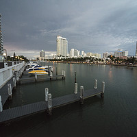 Buy canvas prints of Miami beach canal dusk  by Rob Hawkins